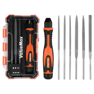 ValueMax 7PCS Interchangeable Needle File Set, Small File Set Includes Flat, Flat Warding, Round, Half-Round, Square, Triangular
